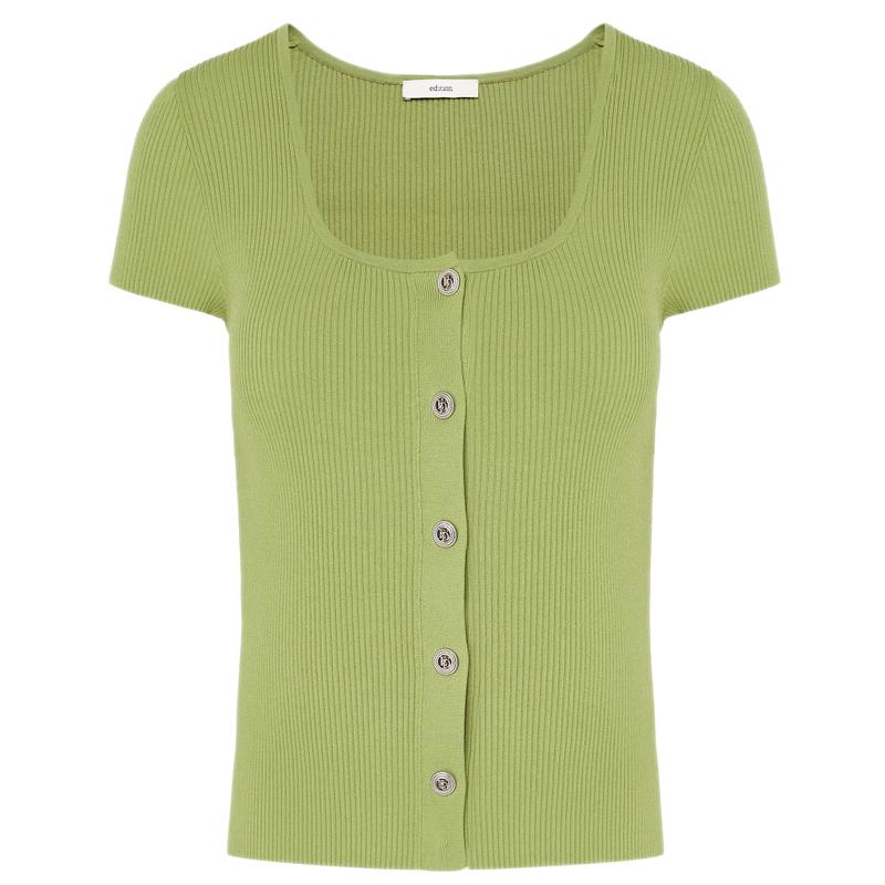 

Женский кардиган с U-образным вырезом, вязаный, с коротким рукавом S