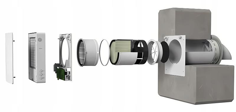 Unidade de Recuperação de Calor de Parede Wifi Tuya Controle Remoto Filtro 60 M³/H Ventilador 3 Velocidades