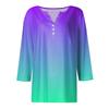 Women's T Shirt Tee Print Button  3/4 Sleeve Daily Weekend Fashion Basic V- Neck Regular Top