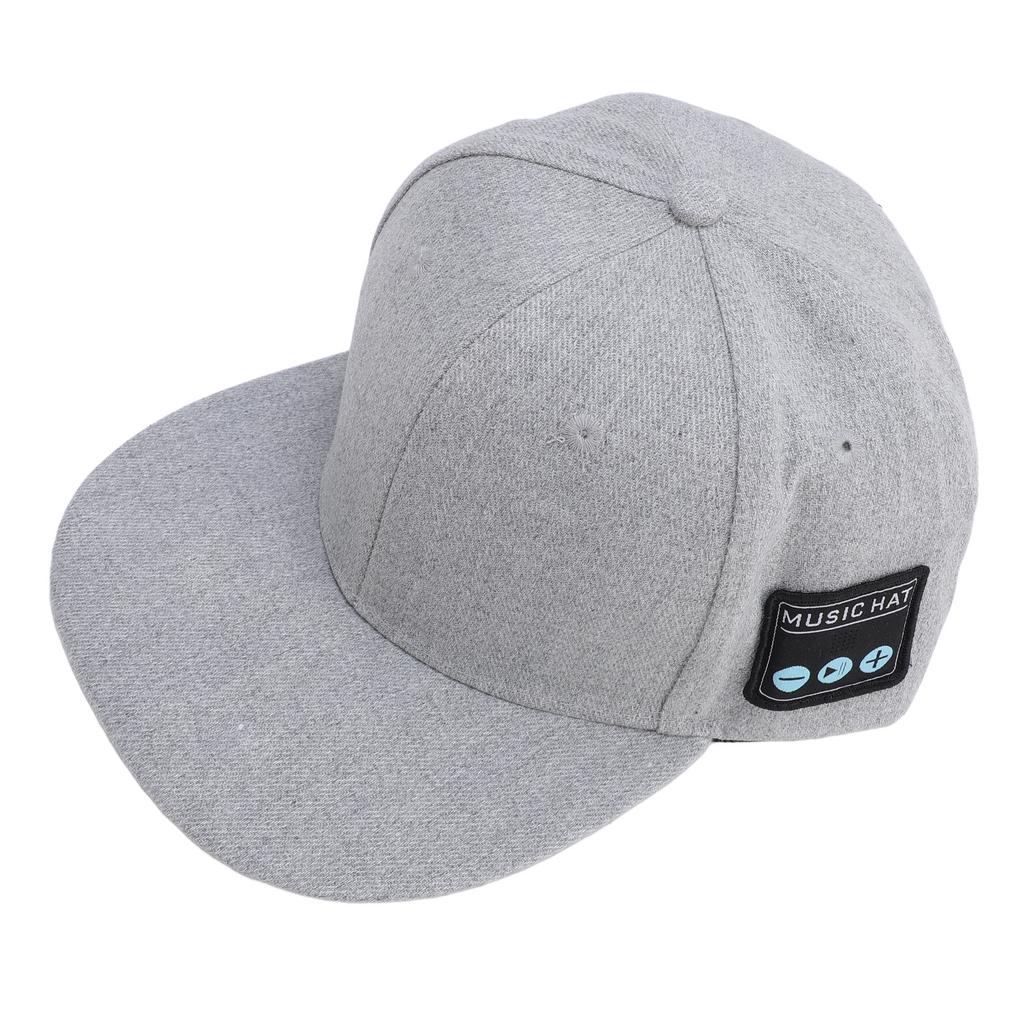 Wireless Music Cap Binaural Stereo Sound Rechargeable Speaker Bluetooth Hat for Exercise Gray White
