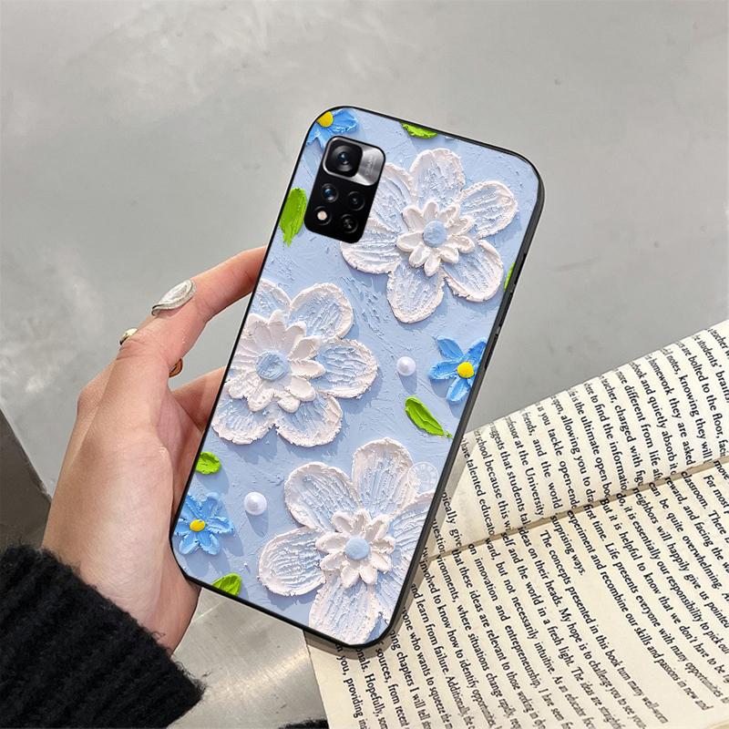 

Чехол для телефона с масляной живописью и цветком для Xiaomi Redmi note 13 12 Pro 11S 11 10 Pro 10S Note 12R 12S 12 13 Pro Redmi 10 13C 9C Redmi Note 13 4G