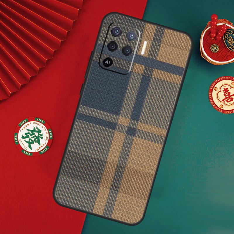 Brown Plaid Case For Oppo A78 A98 A58 A38 A18 A54 A74 A94 A80 A60 A40 A96 A76 A16 A15 A17 A57 A5 A6 Pro