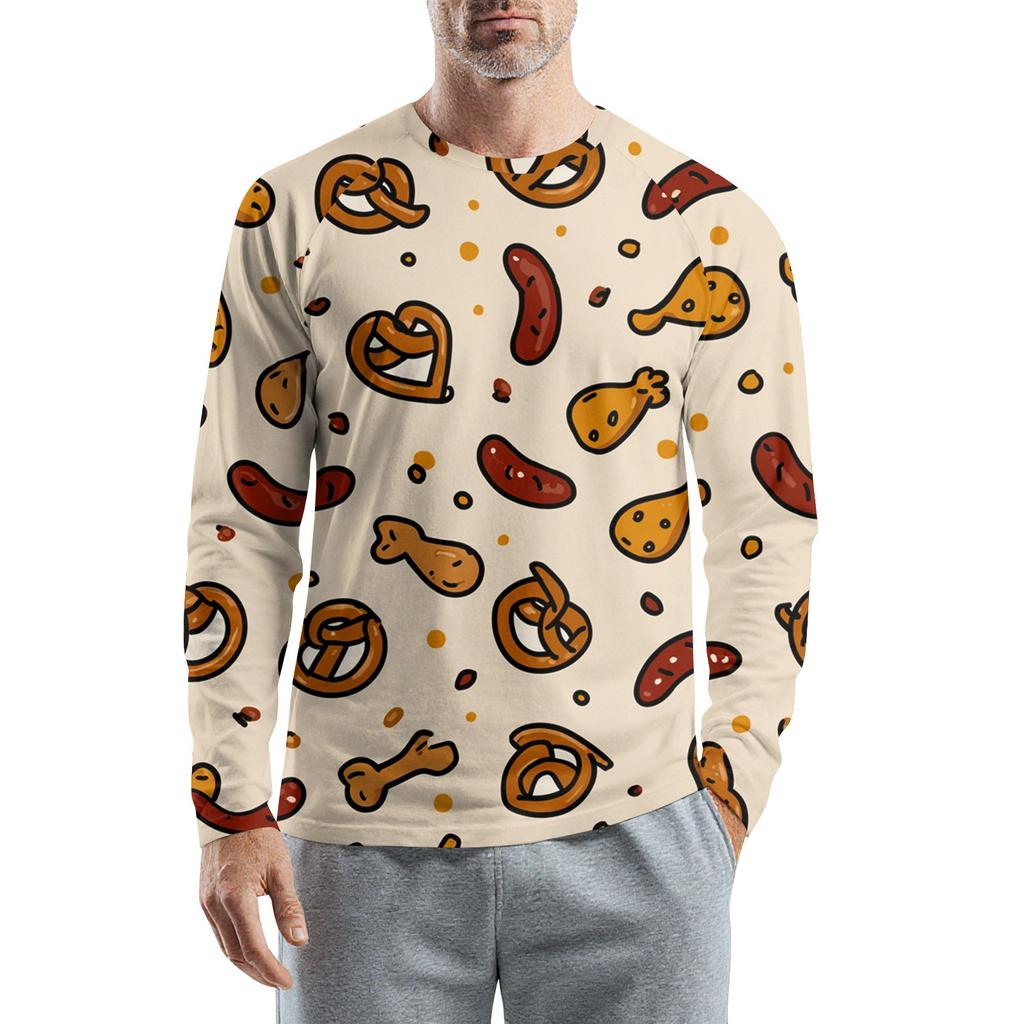 Herre Rund Hals Plunger Langermet T-skjorte Topp