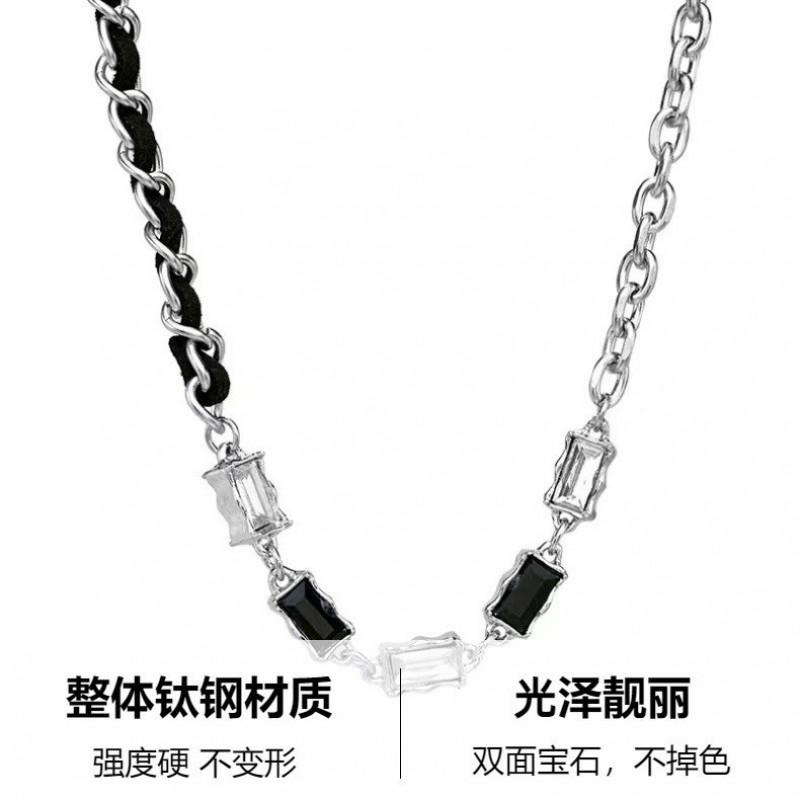 Mens Titanium Steel Necklace Hip Hop Style Versatile Unique Clavicle Chain