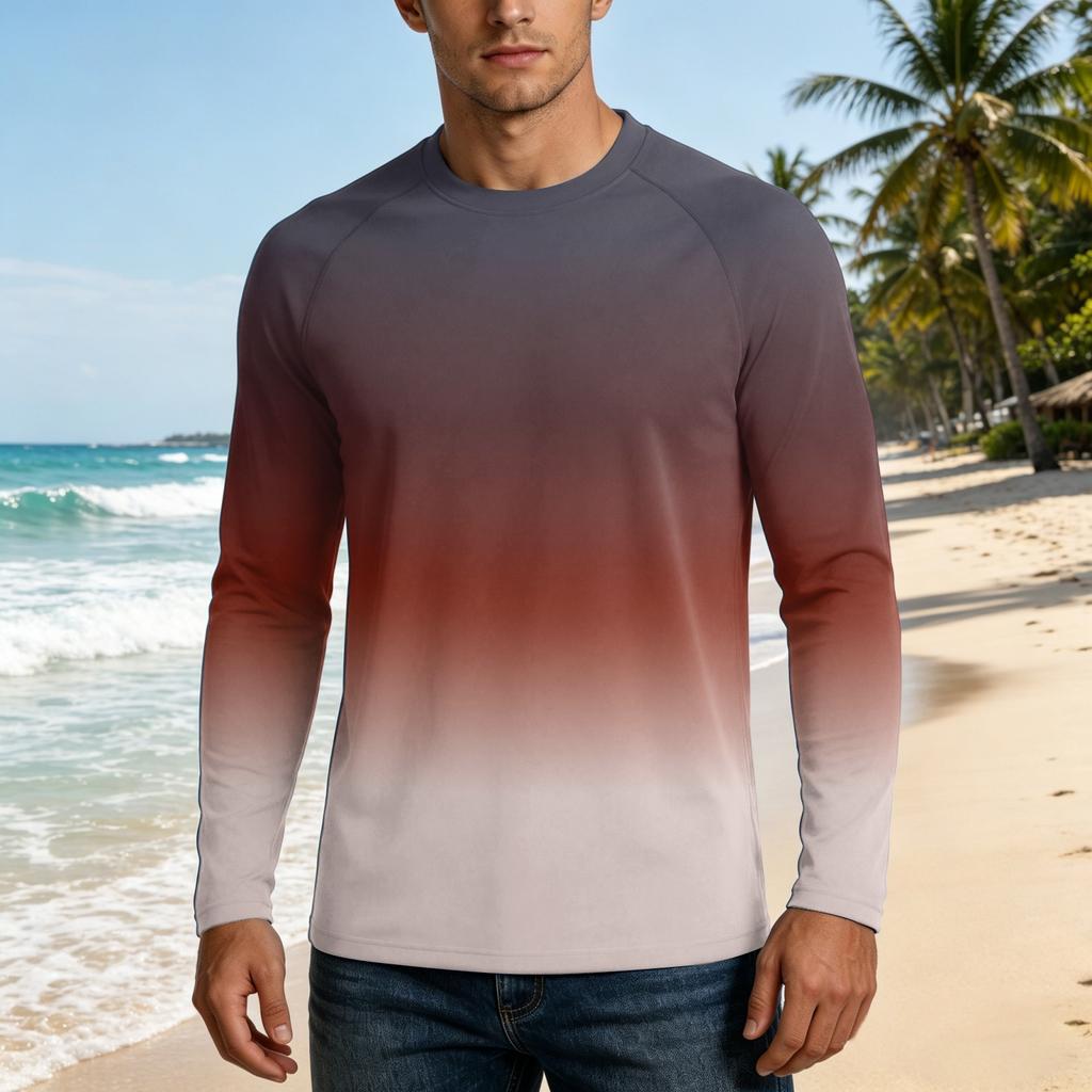 Men's UPF50+ Sun Protection Long Sleeve Shirt Stretch Fabric Lightweight Breathable Outdoor Activewear Top