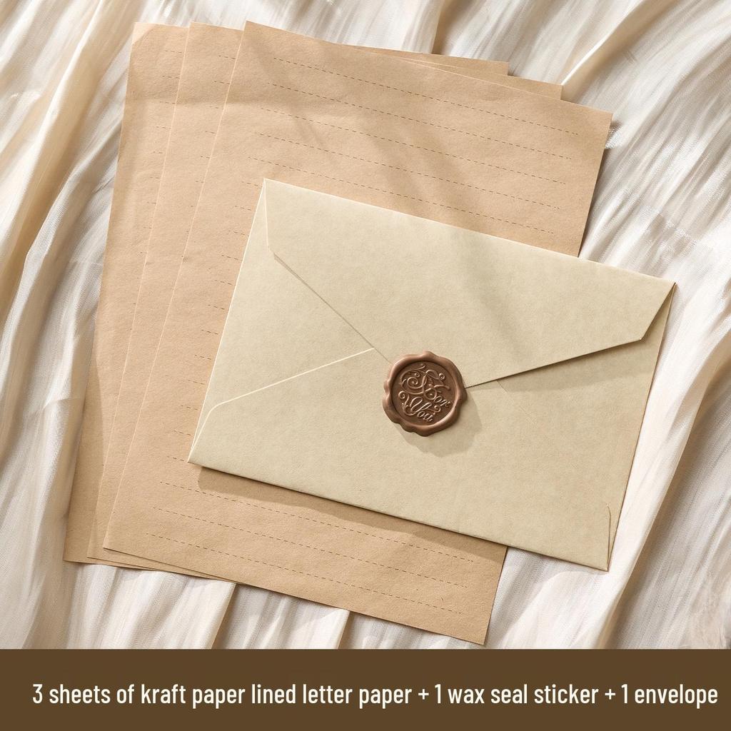 Romantic Retro Nostalgic Sheepskin Texture Stationery Set with Wax Seal Stamp for Artistic Love Letters and Invitations