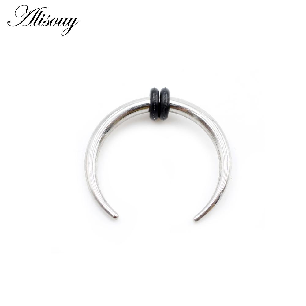 Alisouy 1PC 14/16G Gauge Stainless Steel Buffalo Horn Bull Taper Claw Flesh Ear Tunnel Expander Stretcher Nails Studs Nose Rings