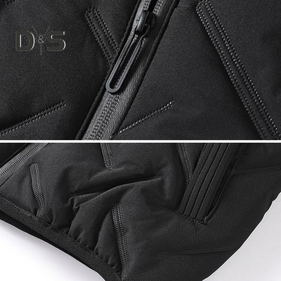 Men Vest Coat Stand Collar Sleeveless Zipper Closure Winter Vest Outwear with Pockets Solid Color Thickened Padding Cotton Coat