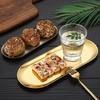 ZISIZ Gold Plated Stainless Steel Oval Serving Tray Set