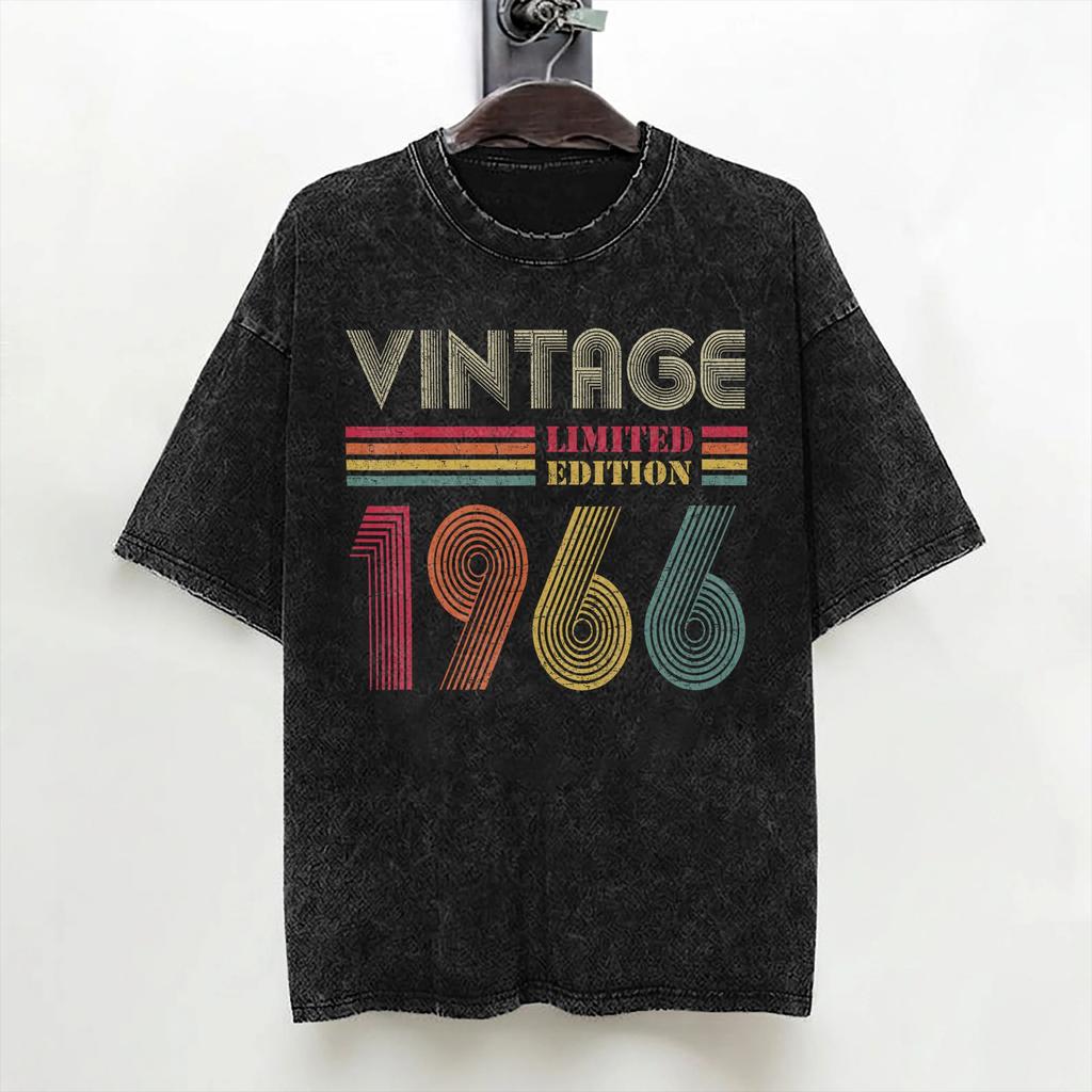 1966 60th Birthday 60 Years Old T Shirts Washed Short Sleeve Oversize TShirt Vintage Men Women Streetwear Summer Tops Tees