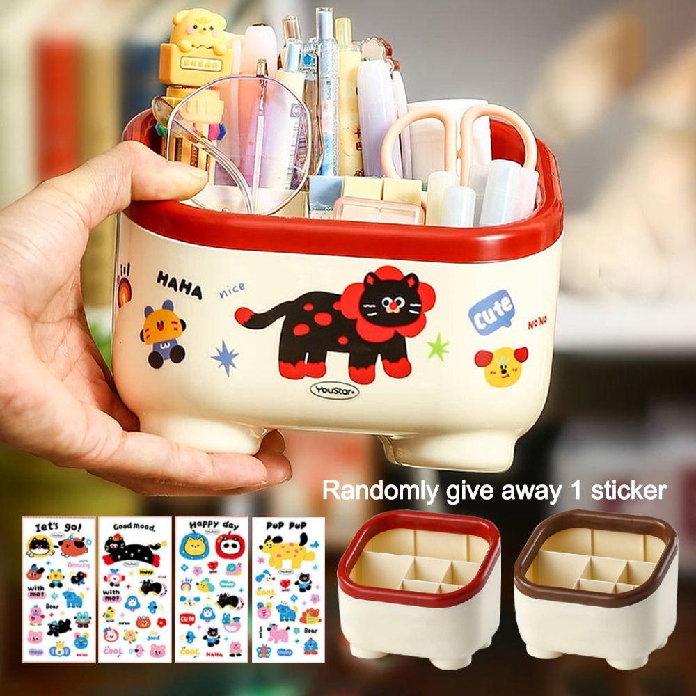 Cartoon Pattern Penholder Large Capacity Stationery Box Cute Table Storage Box