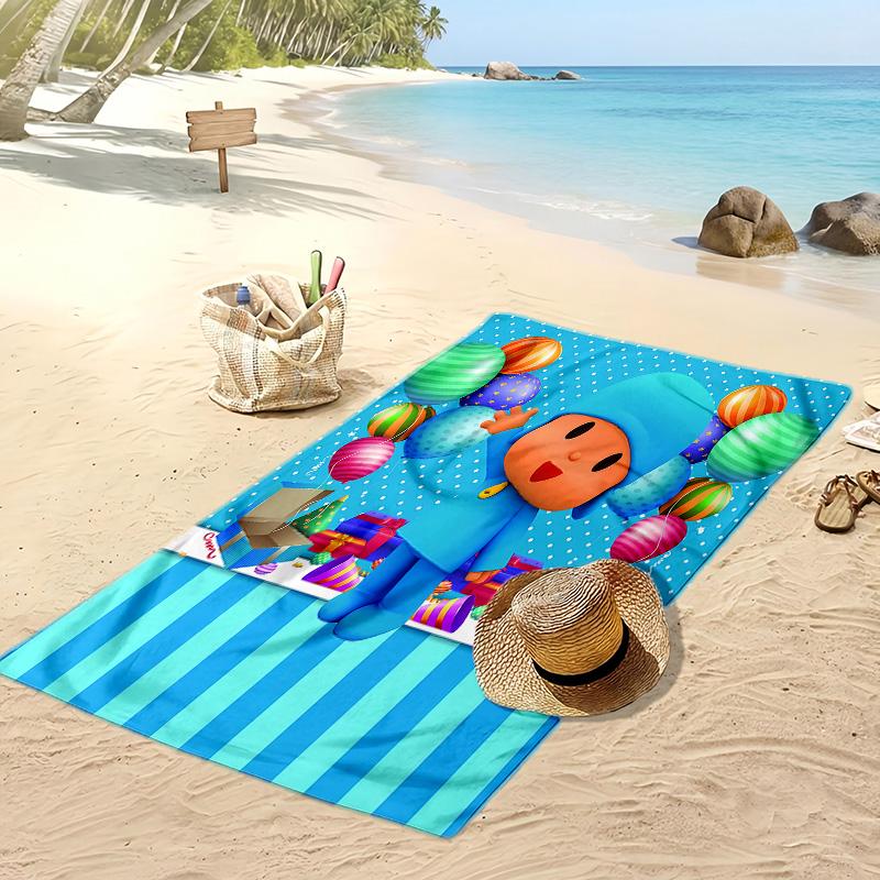 Pocoyo Aufdruck Schnelltrocknendes Strandtuch Super Saugfähiges Weiches Leichtes Badetuch für Pool Sommer Reisen