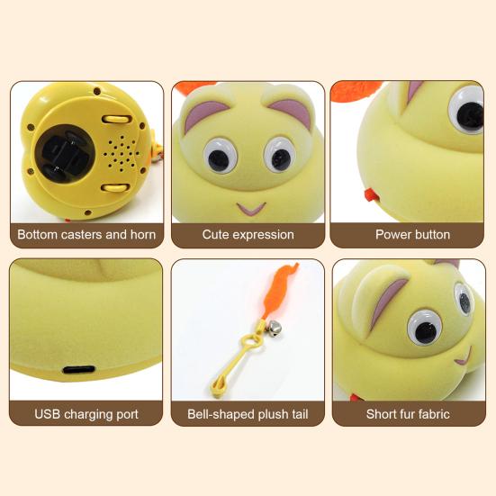 Interactive Pet Toy with Automatic Sensor Realistic Sound Extended Tail Moving Toy Tear-Resistant Squeaky Toys for Cats Dogs