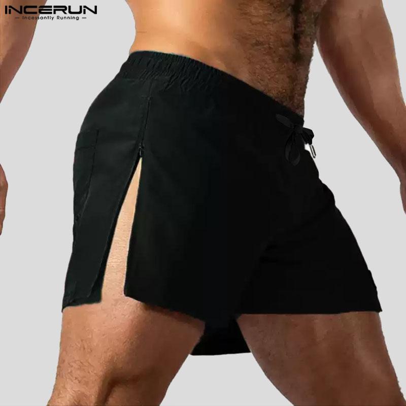 INCERUN Pánské Elastický pas Boční zip Domácí oblečení Mini kalhoty Šortky Pyžamo Spodní prádlo