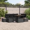 Set of 7 Pieces of Garden Sofas with Cushions Black Poly Rattan 3358822
