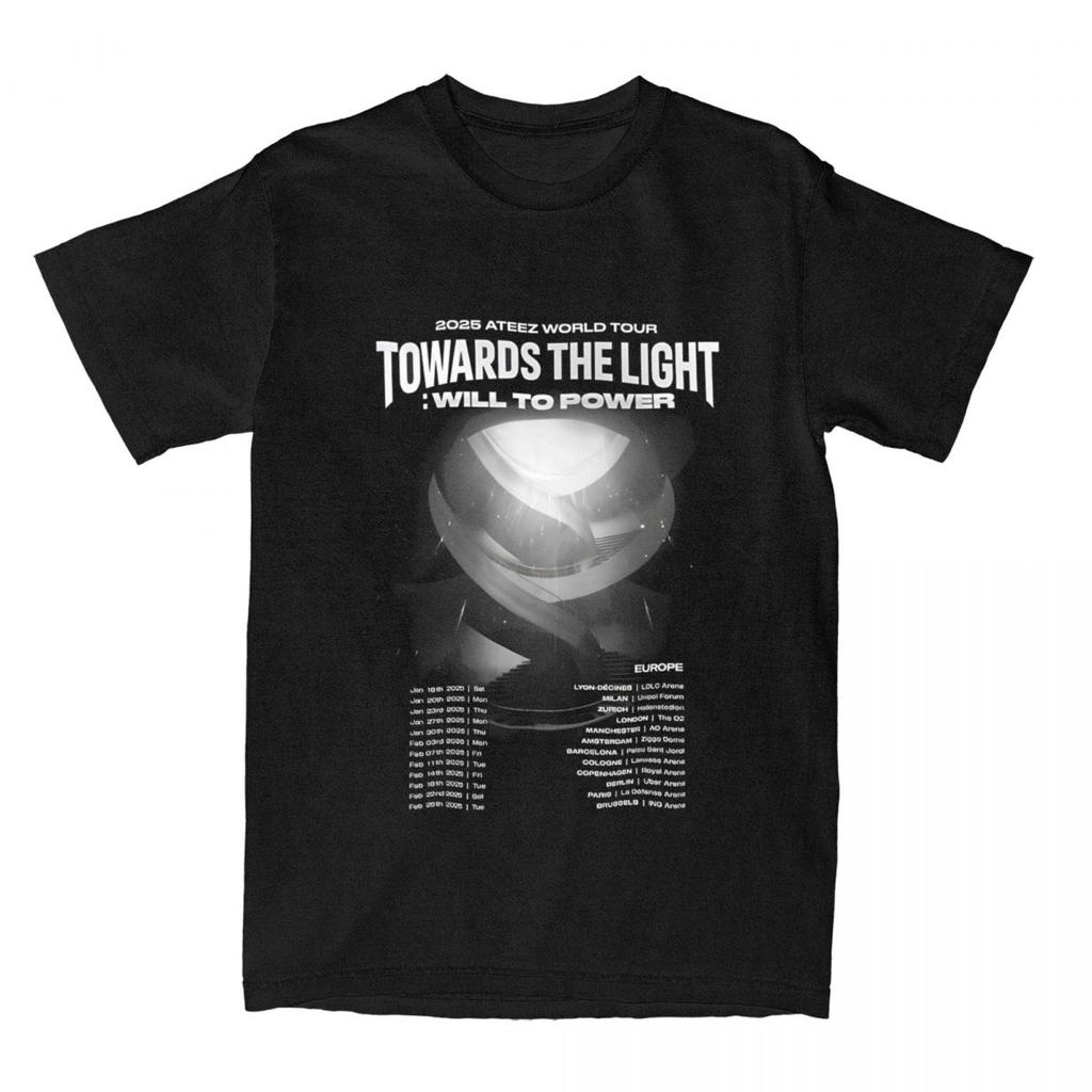 Korean Kpop 2025 Ateez World Tour Towards The Light: Will To Power T Shirts Short Sleeve 100% Cotton Crew Neck 5XL 6XL Top Tees