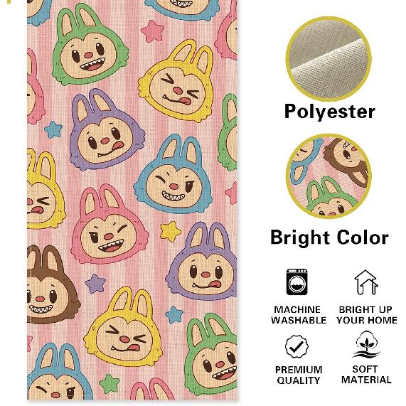 Cute Dining Table Runner, Macaron Monster Stars Burlap Kitchen Decor Holiday Birthday Gifts, Home Decoration Indoor Outdoor Party Supply 13 x 72