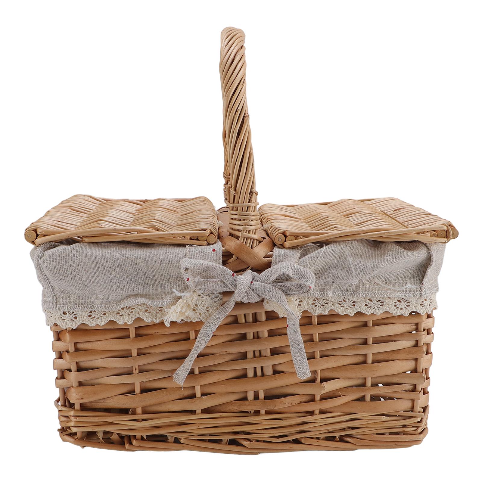 

Picnic Basket with Lid Handle Removable Liner Multifunction Garden Basket for Flowers Fruits Vegetables