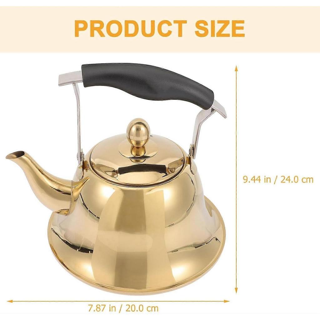 2L Whistling Tea Kettle Stovetop, Stainless Steel Teapot Water Kettle with Removable Tea Infuser, Mirror Polished Retro Tea Maker for Gas, Induction