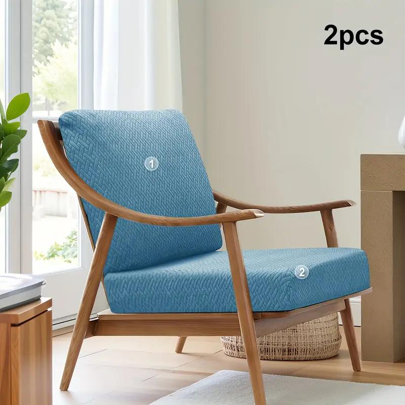2pcs/set T Jacquard Chair Seat Cover All Wrap Elastic Armchair Cushion Cover Non-slip Dust-proof Protector for Living Room Hotel
