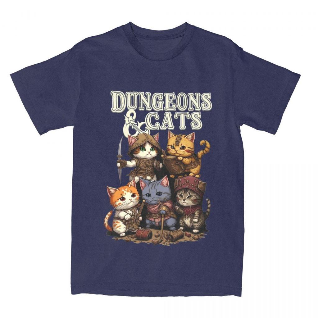 Men Women's Dungeon Dragon Cats T Shirt Apparel Kawaii Cat Pure Cotton T-shirt Clothing Funny Tee Shirt All Seasons