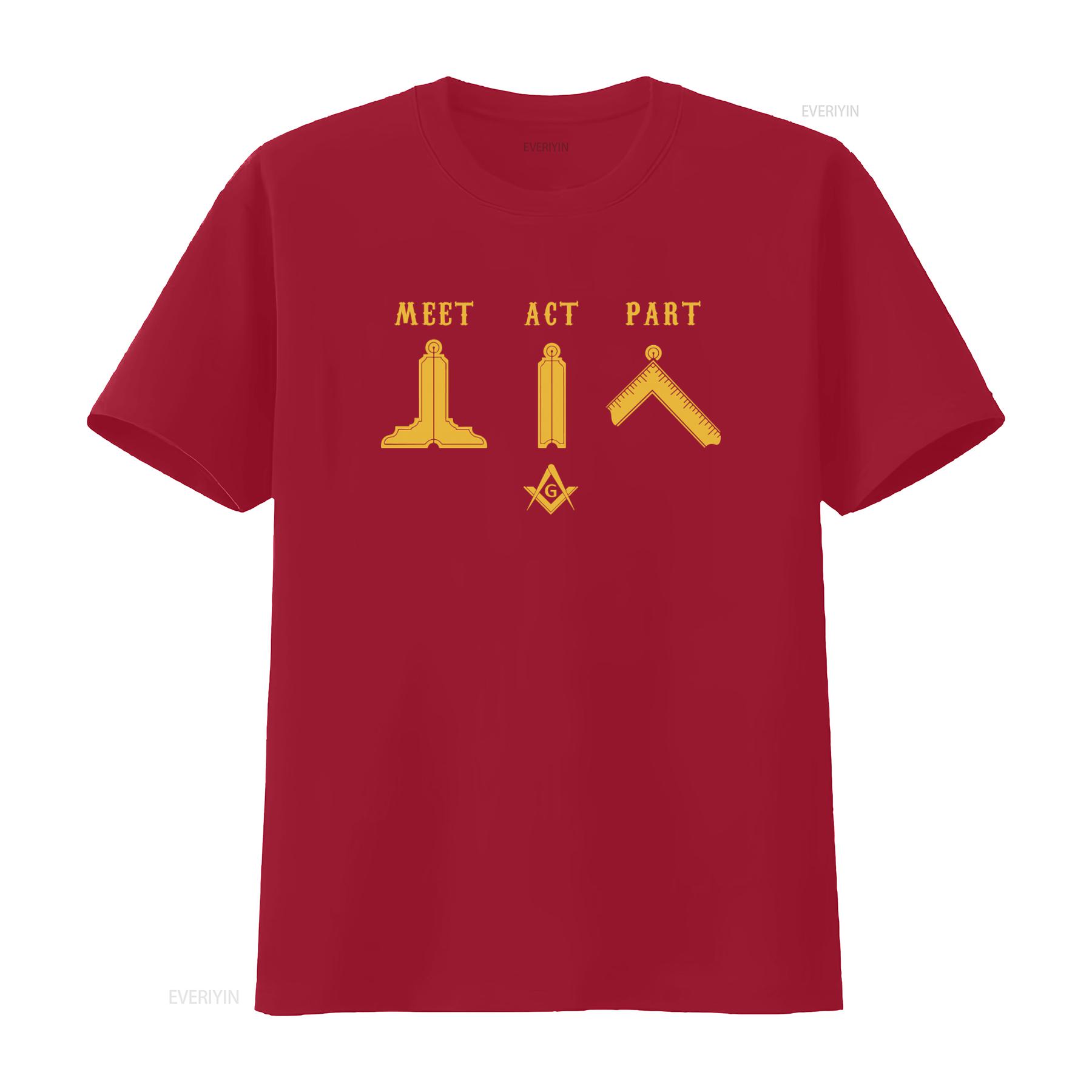 

Freemason Meet Act and Part Mason Masonic Fathers Day T Shirt for Men vintage Washed Stretched Top For Everyday Wear Stylish S
