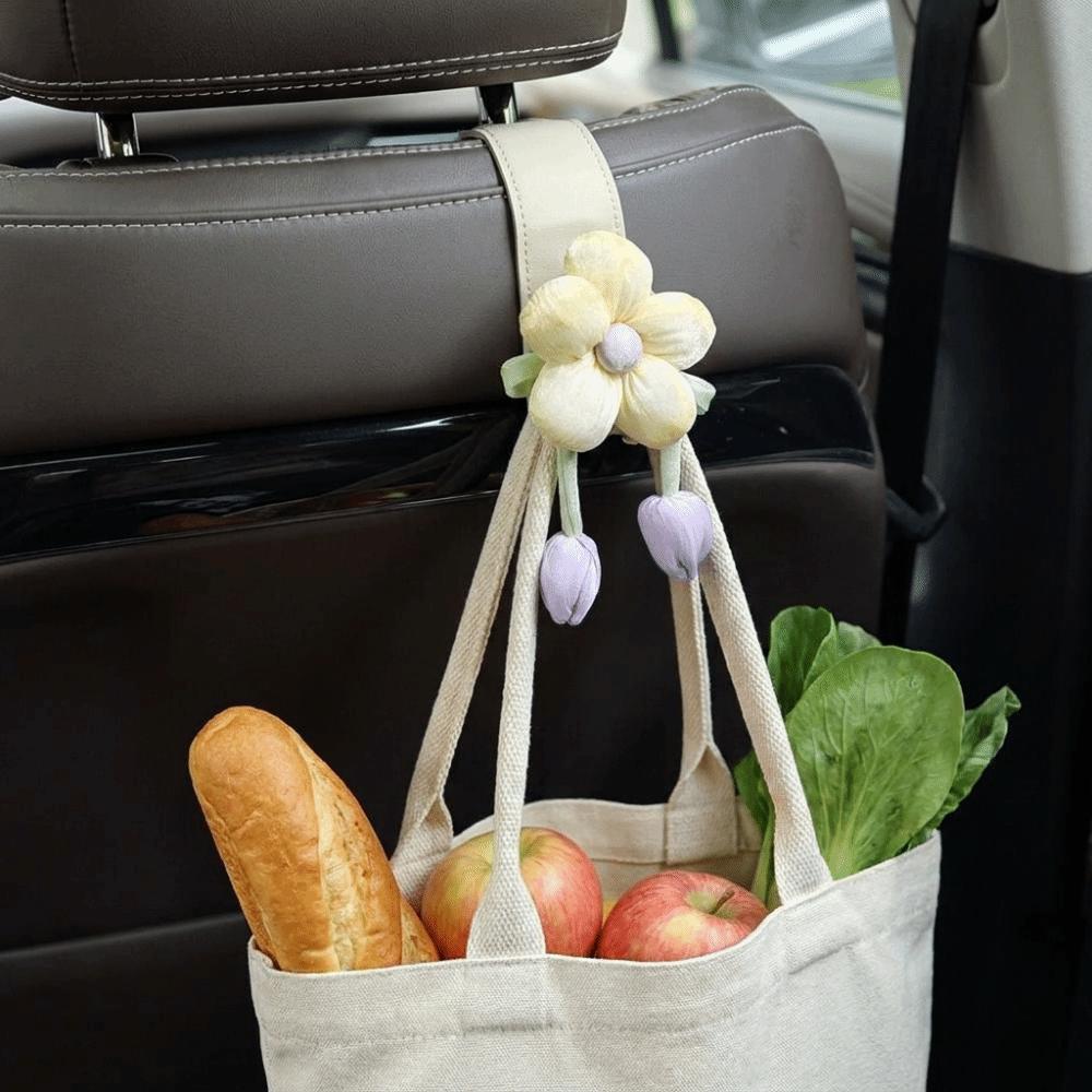 Space Saver Tulip Flower Car Hooks Portable Car Hanging Hook Multipurpose Car Back Seat Hooks SUV