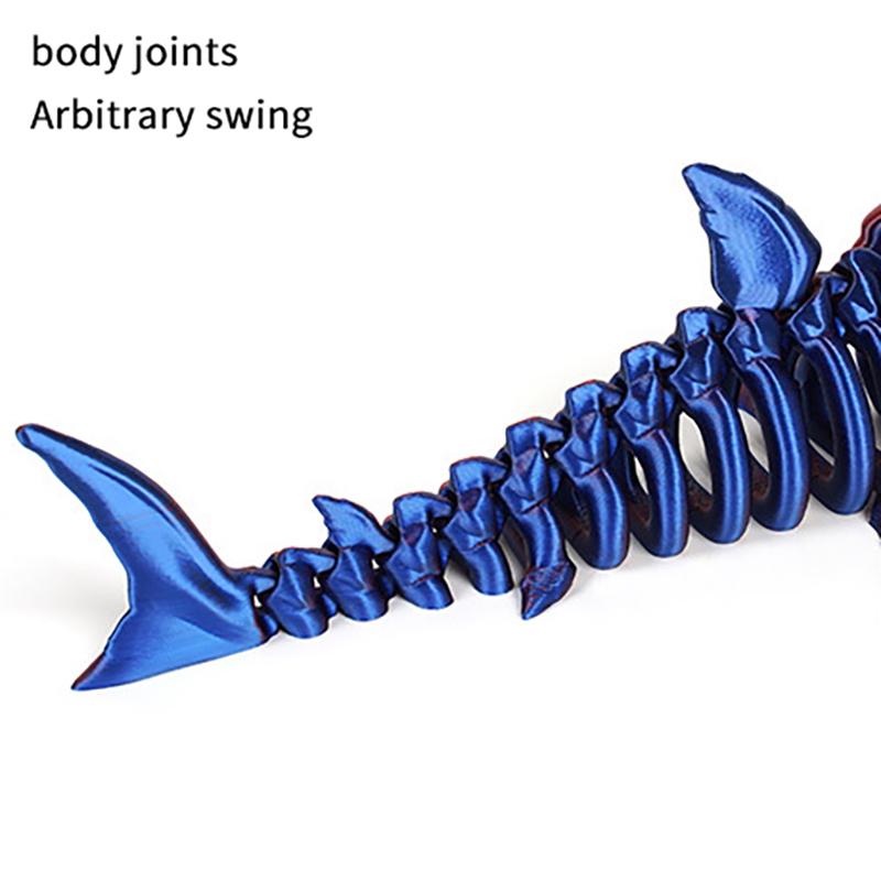 3D Printed Shark, Skeleton Model Jointed Full Movable Birthday Gift Realistic Animals Decorative Desktop
