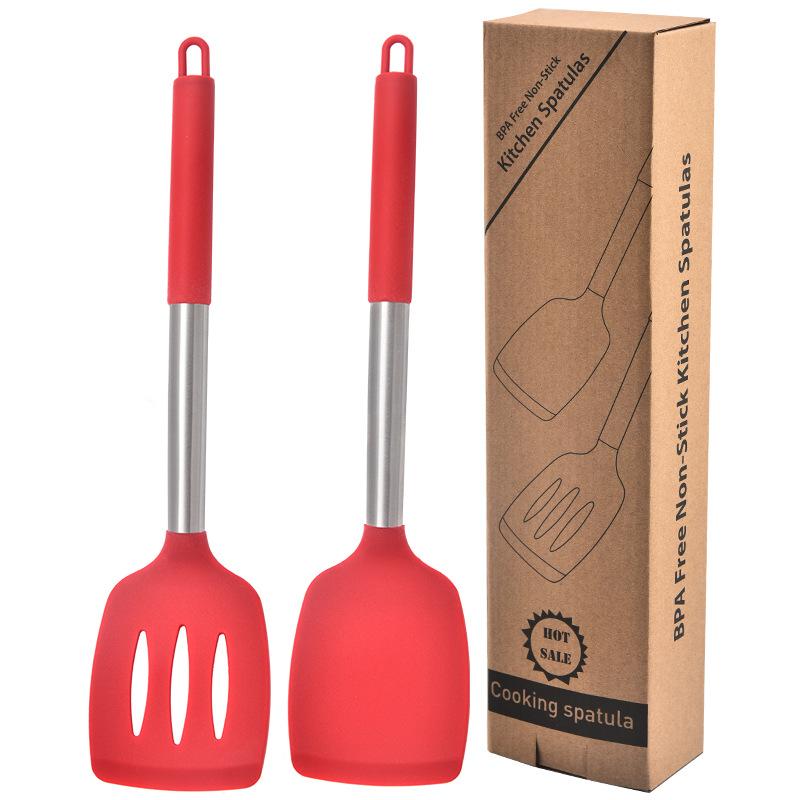 2 ks Silikonová lopata na vaření Kuchyňské náčiní na vaření Špachtle na smažené vejce Lopatka na vytékání Nepřilnavé nádobí do kuchyně Dobrý pomocník