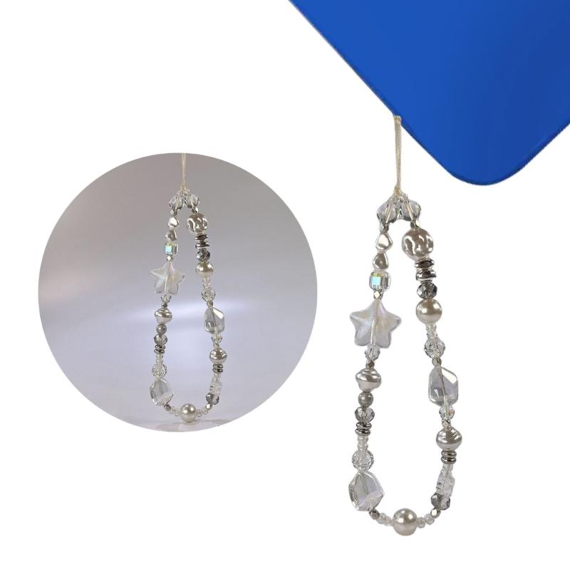 Elegant Acrylic Beaded Keychain Pendant Mobile Phone Chain Straps Fashion Cellphone Rope Women Telephone Lanyard Jewelry