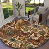 1pc Round Rug Appropriate for Office, Deep Wine Floral Butterfly Carpet, Versatile Printed Chair Rug, Durable Home Sofa Carpet