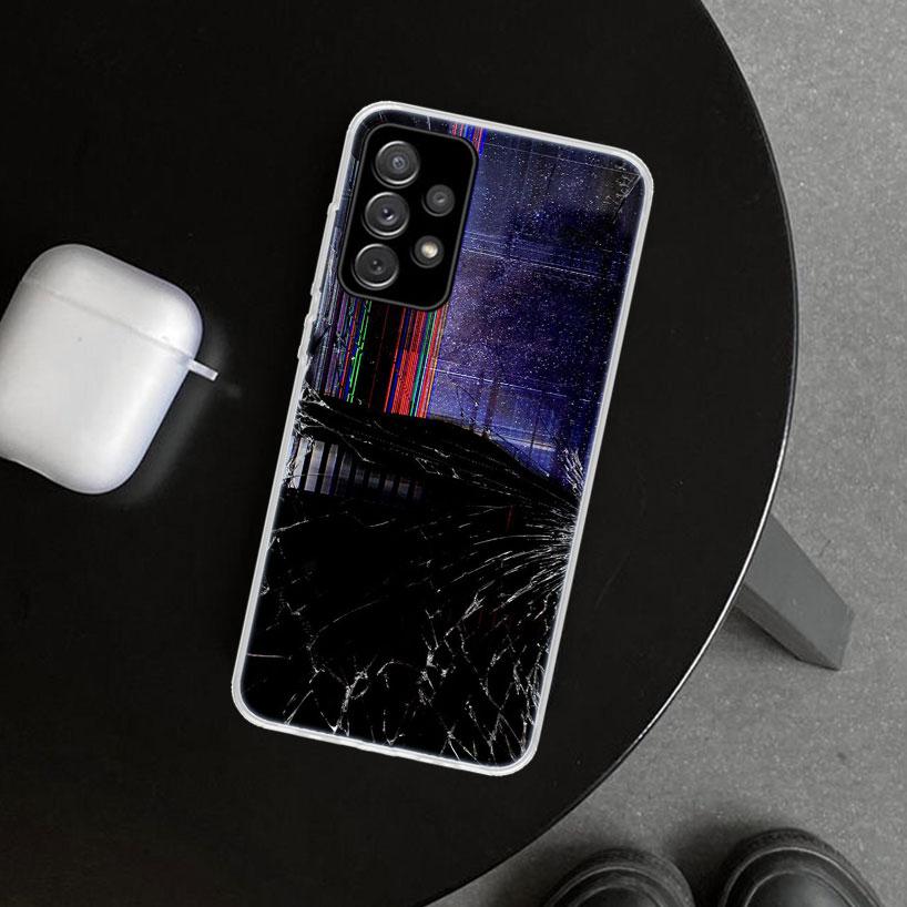 Broken Phone Screen Phone Case Cover for Samsung Galaxy A12 A22 A32 A52 A72 A02S A51 A50S A31 A20S A10S Note 20 Ultra 10 Plus Ga