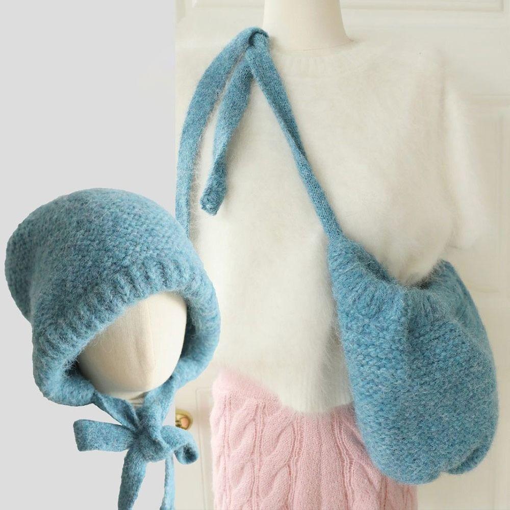 Strap Windproof Rope Knitted Hat Ear Protection Wool Balaclava Hat Cute Pullover Hat  Women
