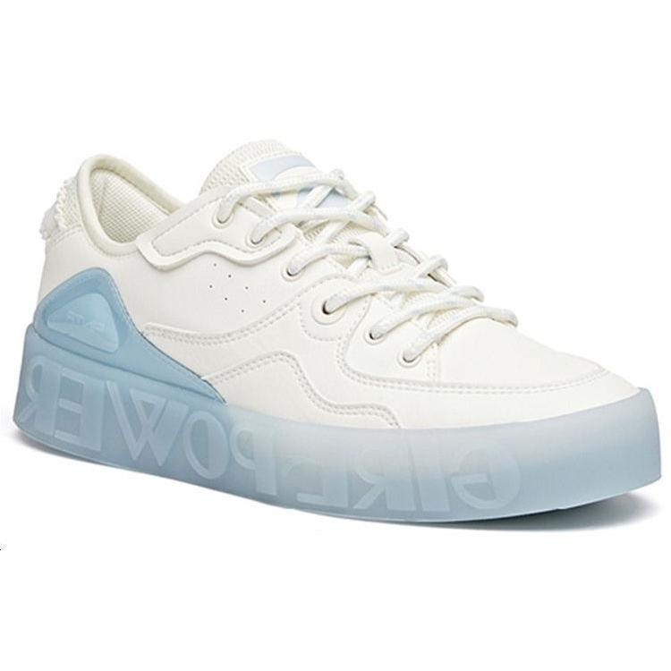 Anta Life Collection Slip Resistant Abrasion Resistant Low Top Skateboard Shoes Women's White Lake Blue 122038042-2