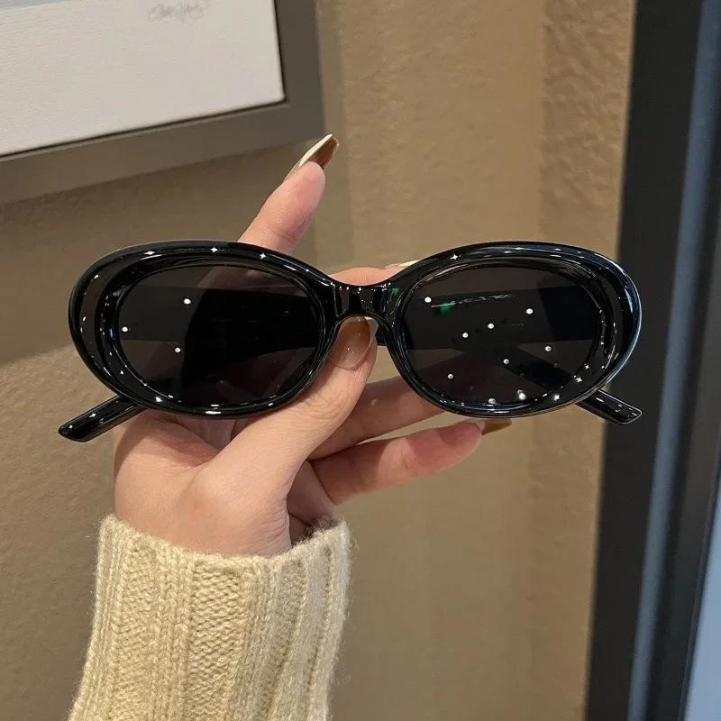 New Small Oval Sunglasses Women Men Trendy Vintage Hip Hop Cat Eye Sun Glasses Female Leopard Black Punk Eyewear Uv400 Glasses
