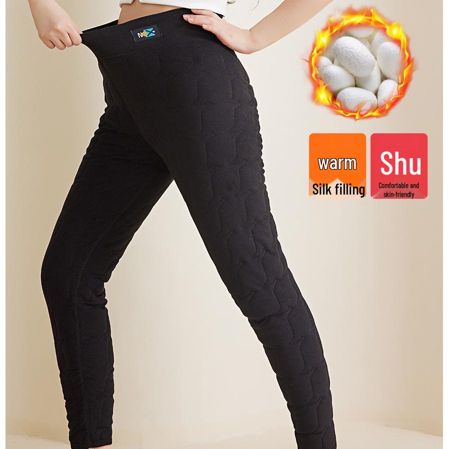 Women's High Waist Velvet-Lined Slimming Cotton Pants - Warm Winter Inner & Outer Wear, Plus Size Available