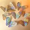 Yousheng 12 Peças/Conjunto Adesivo de Parede Borboleta 3D Oca, Decoração de Borboleta Holográfica Removível, Adesivo de Borboletas Iridescentes para Aniversário de Casamento