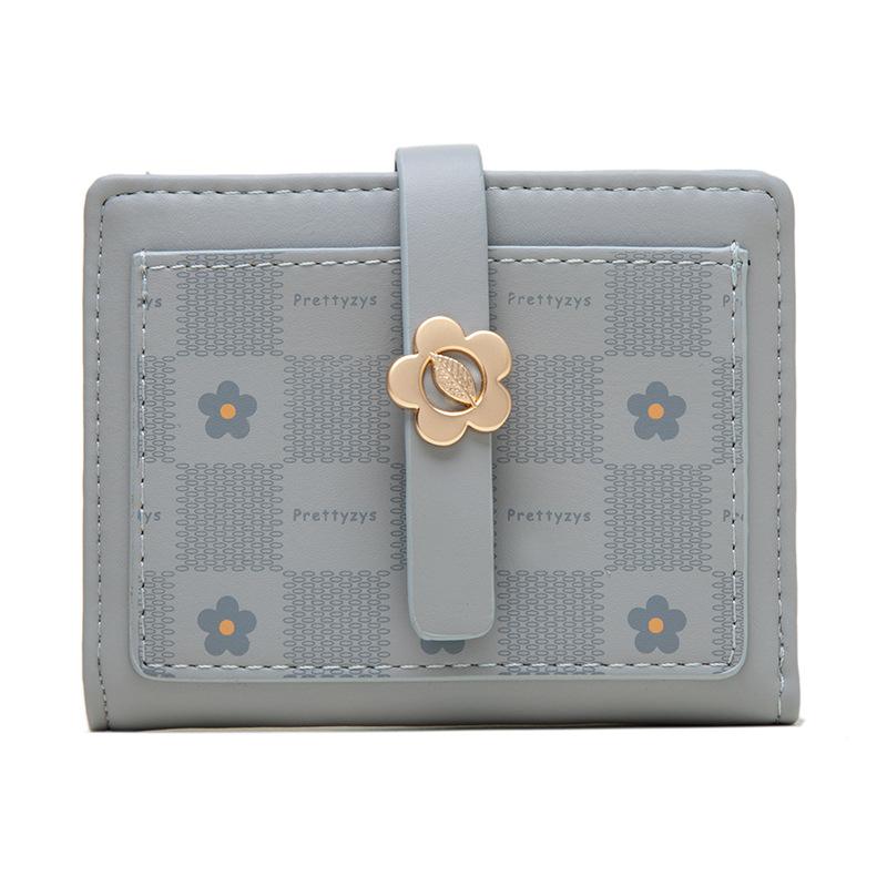 

Кошелек PU Printed Zipper складной студенческий многослотовый кошелек на молнии синий