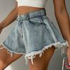 Damskie dżinsowe szorty dżinsowe lato odzież plażowa feminino szeroka nogawka luźne krótkie femme pantalones cortos odzież damska modna odzież