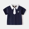Boys' Tie Polo Shirt Short-Sleeved T-Shirt Summer Kidsren's Lapel Top Kidsren's Clothing Preppy Style Half-Sleeved Boys' Clothes