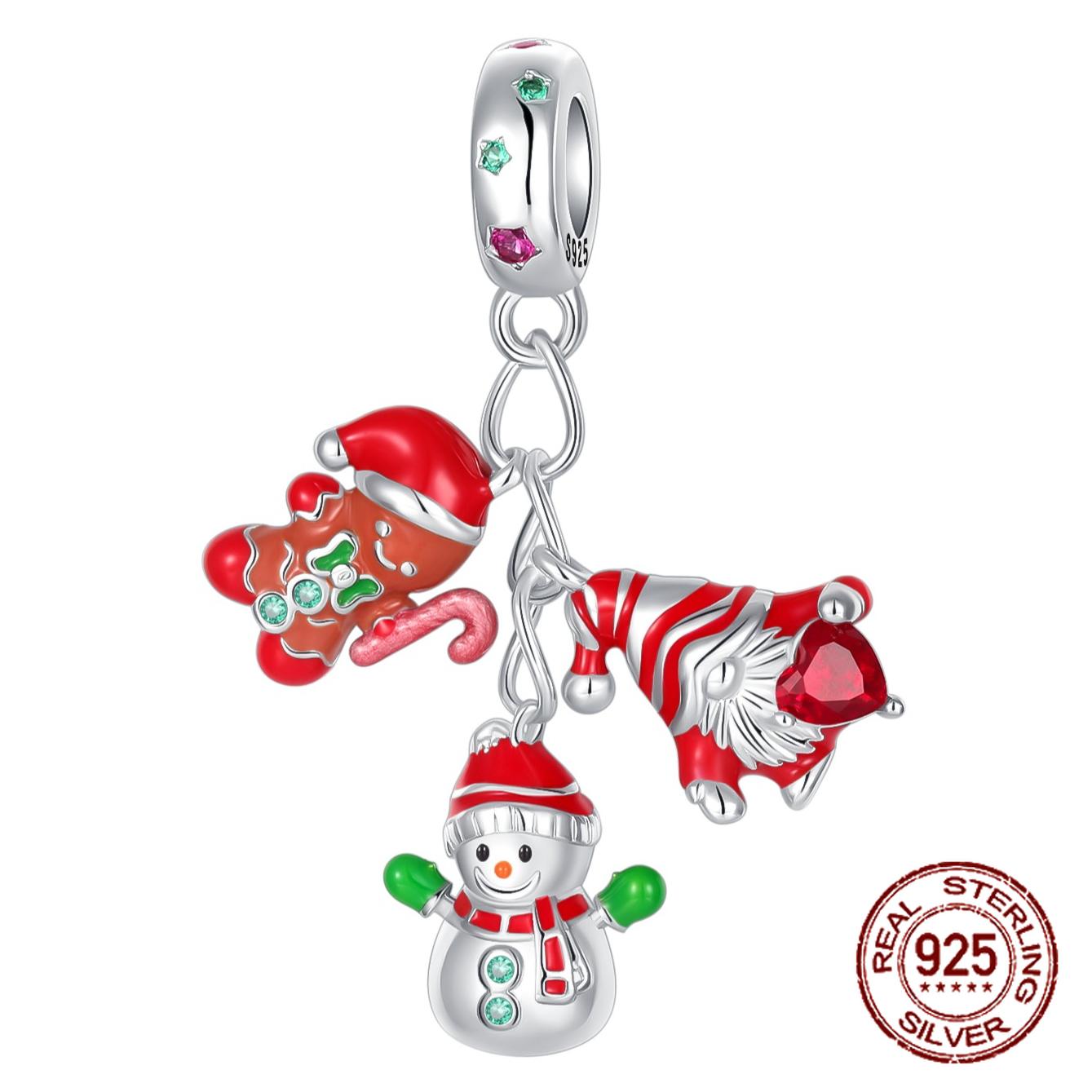

copper Santa Claus Snowman Gingerbread Man Pendant Charm Compatible With Authentic Charm Bracelets Women Do It Yourself Jewellery Gift