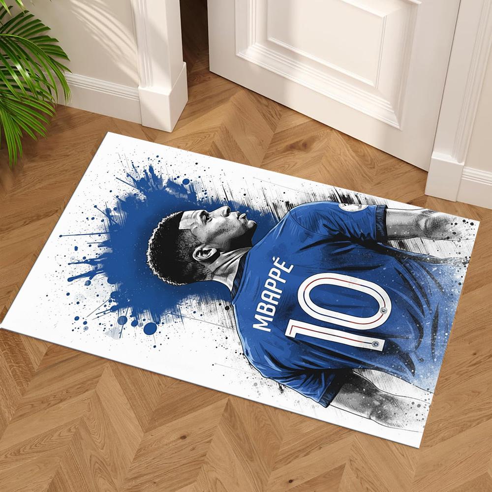 Star Player Kylian Mbappé Area Rug Suitable for Balcony Study room Outdoor Foyer Antislip Carpet Anime Office Decor Spiritual Gift