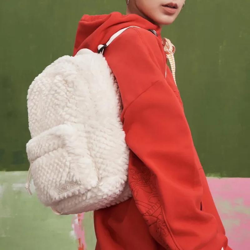 New Converse Faux Fur Backpack Regular Unisex Milk White 10026816-A01