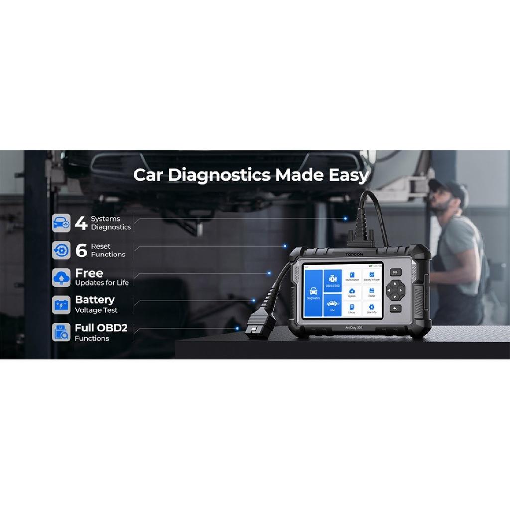 TOPDON ArtiDiag500 Diagnostic 4 Sisteme 6 Funcții de Resetare Scanner OBD2 Resetare SAS/TPMS/BMS/EPB Instrument de diagnosticare auto Actualizare gratuită