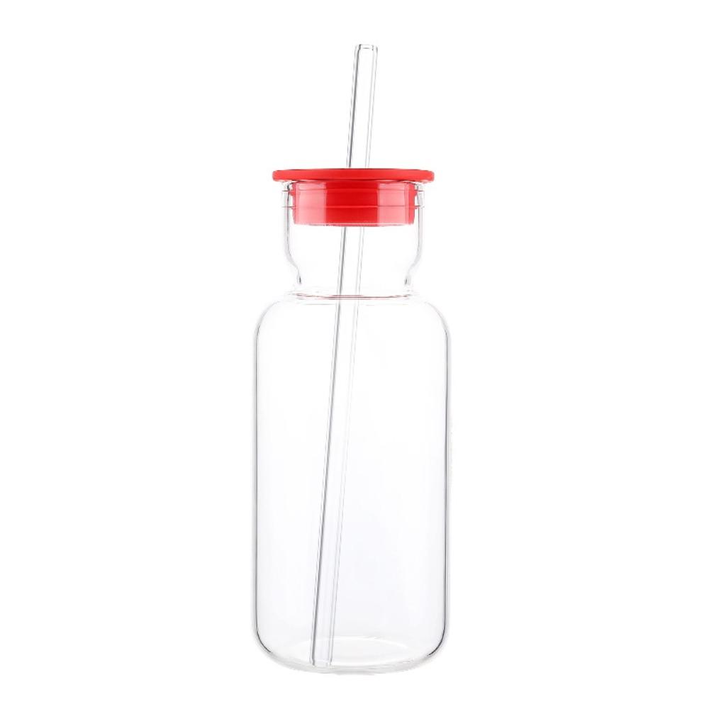 

Heat Resistant Juice Bottle Silicone Lid Drink Cup Household Glass Tumbler Office 500 ML прозорий