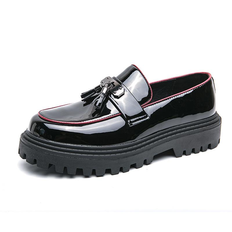 

Мужская обувь Brock деловая повседневная кожаная обувь мужская удобная дышащая с кисточками на одной педали закрывающая стопу увеличивающая рост 46