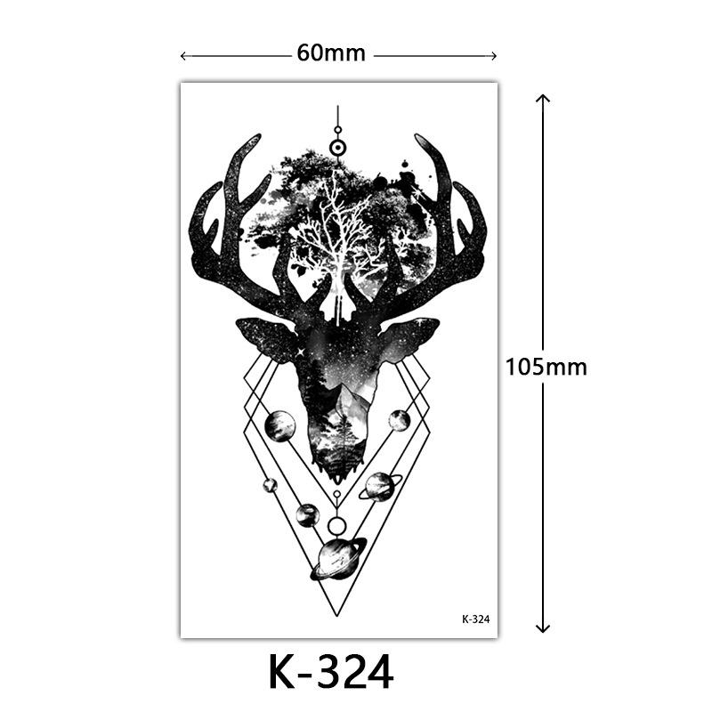 Pegatinas de Tatuaje Impermeables Frescas Pequeñas: Letras Inglesas, Flores, Mariposas, Líneas de Boceto