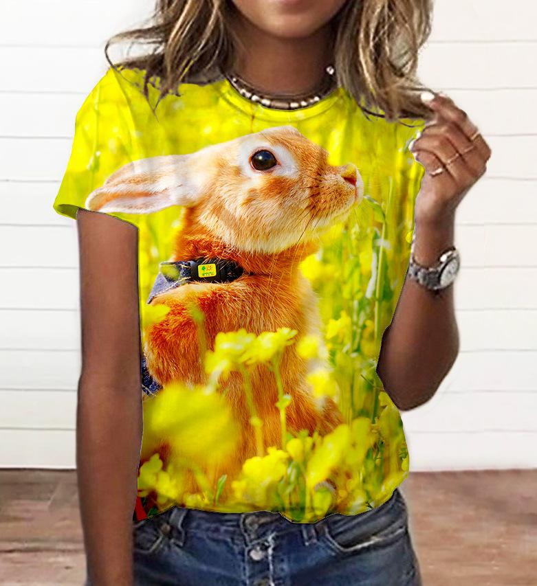 New Cute Rabbit Pattern Series 3D Print T-shirt Summer Women Animal T Shirts Streetwear Harajuku Y2k Tops Short Sleeve Tees Clothing