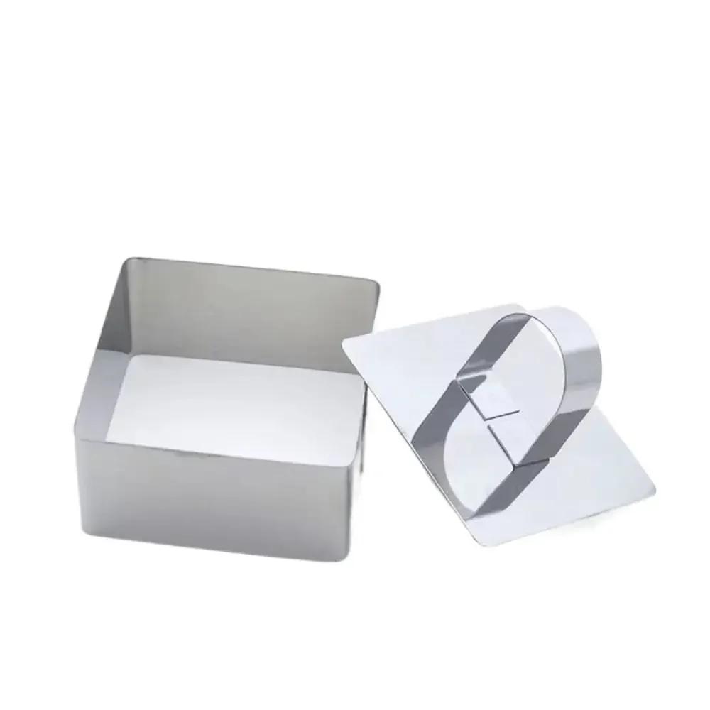 Stainless Steel Mousse Ring Cake Mold with Push Plate DIY Round Square Flower Heart Shape Cake Cupcake Mould Pastry Baking Tools