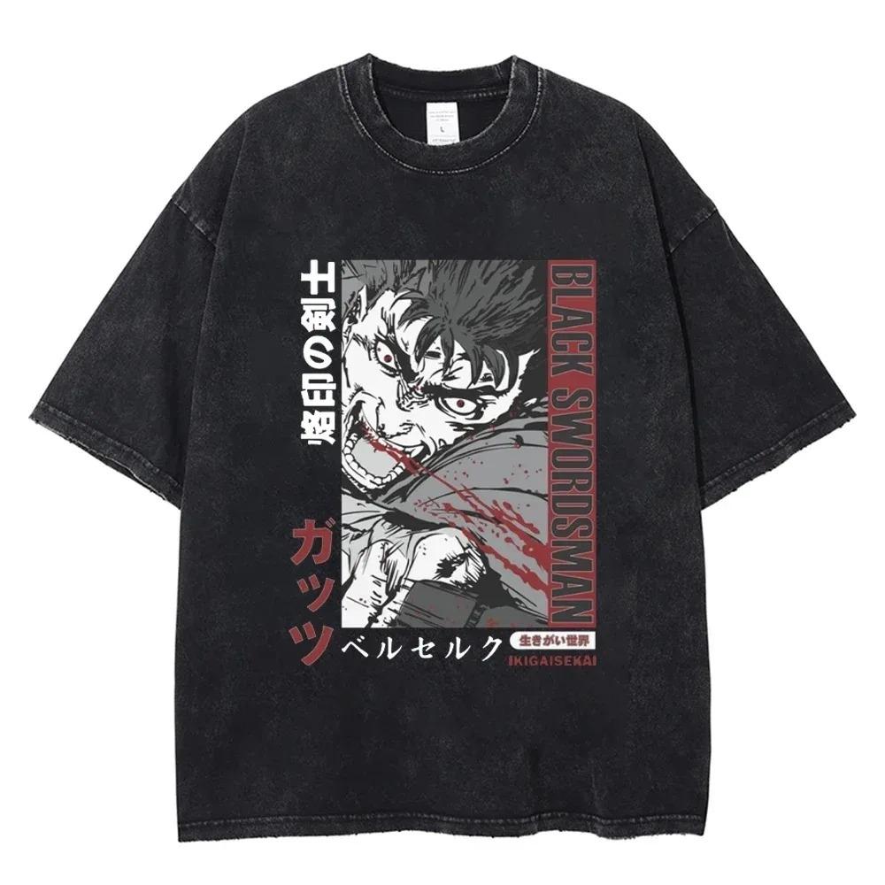 Klasická Berserk Anime Trička Pánská Dámská Praná Nadměrná Manga Grafické Tričko Bavlna Harajuku Vintage Hip Hop Ležérní Oblečení